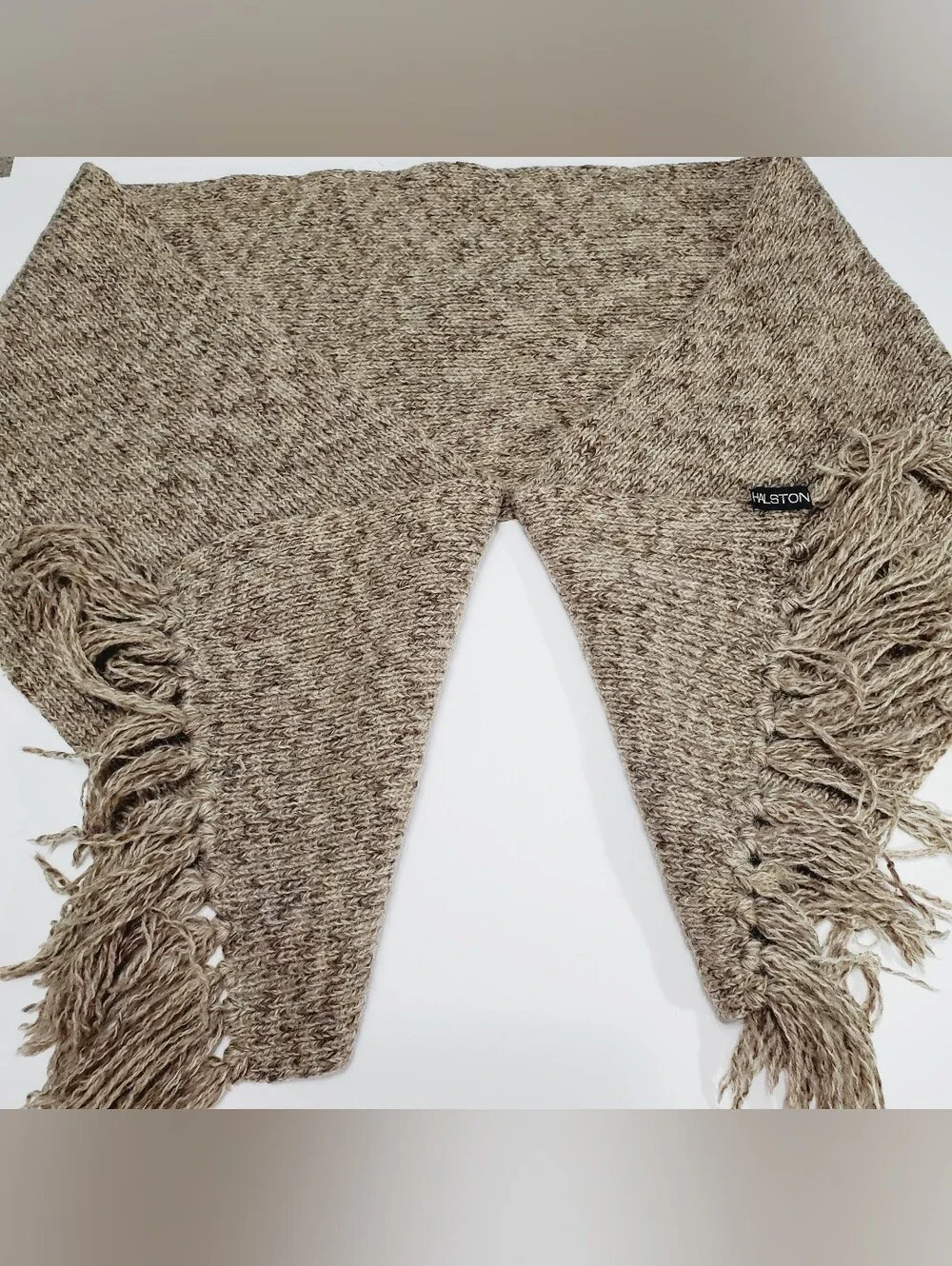 Halston Unisex Adult Knit Scarf Brown & Tan Pattern  78x12.5
